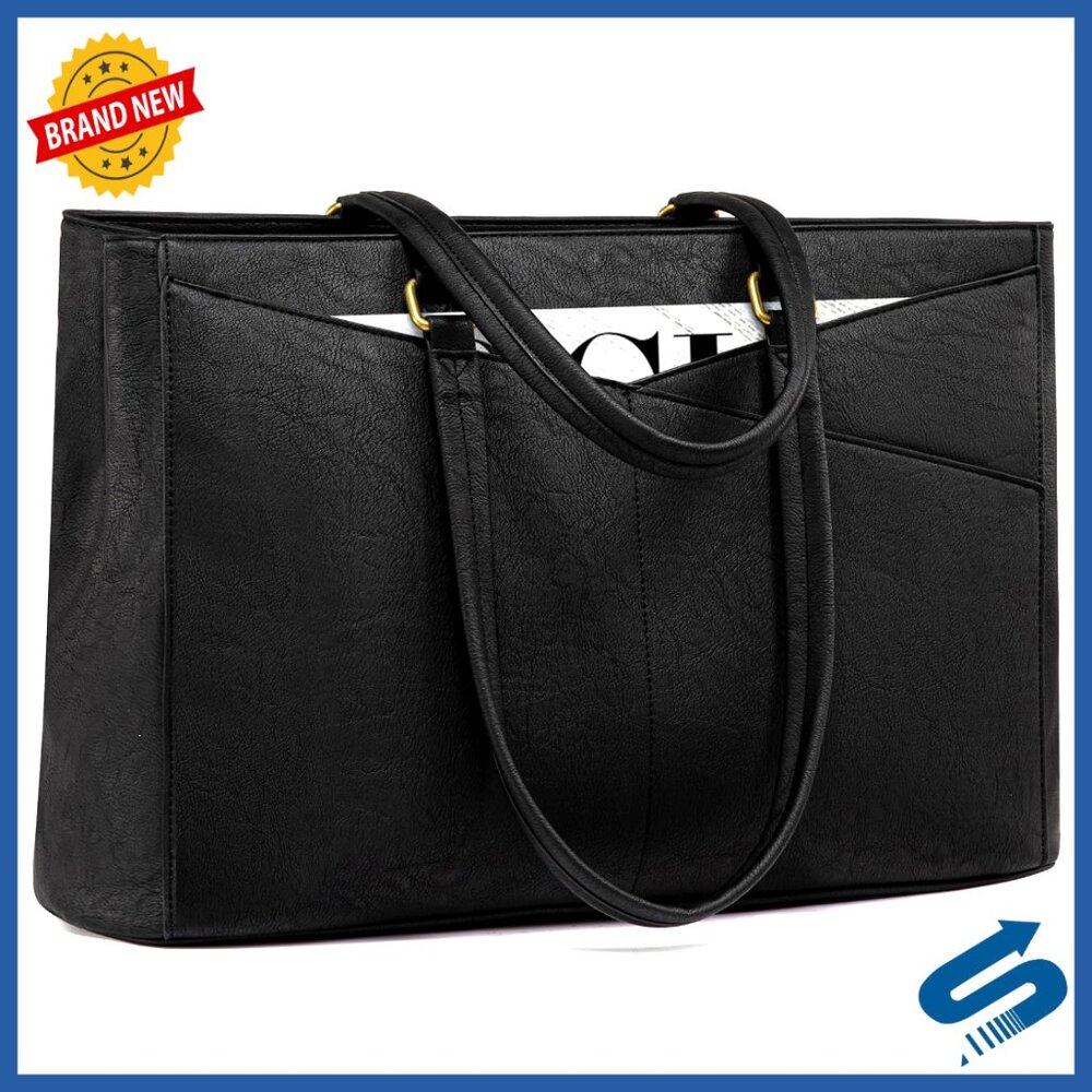 Vintage Leather Laptop Tote Bag Professional Waterproof Work Briefcase